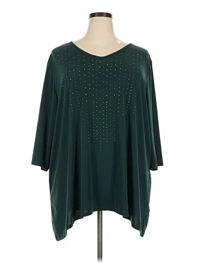 Pre-owned Catherines 3/4 Sleeve Top Teal Scoop Neck Tops