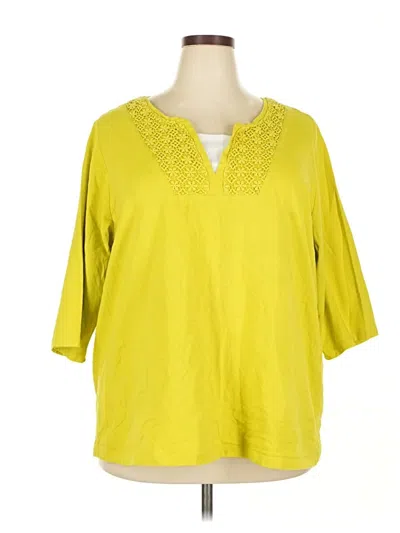 Pre-owned Catherines 3/4 Sleeve Top Yellow V Neck Tops
