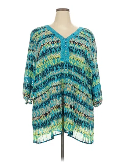 Pre-owned Catherines 3/4 Sleeve T-shirt In Blue