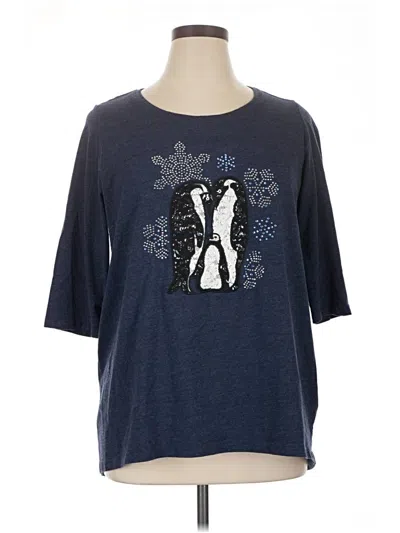 Pre-owned Catherines 3/4 Sleeve T-shirt In Blue