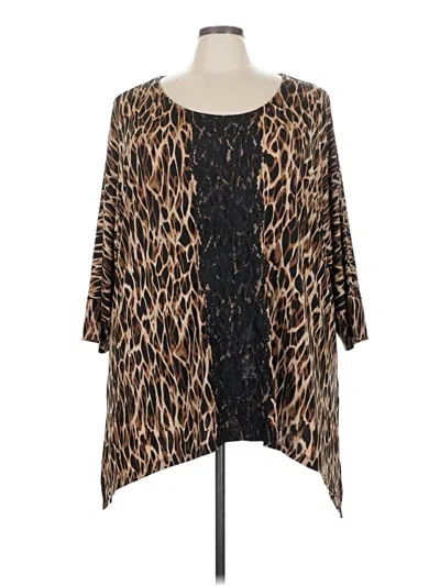 Pre-owned Catherines 3/4 Sleeve T-shirt In Brown