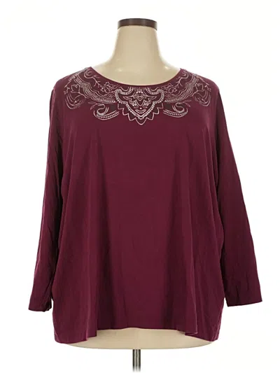 Pre-owned Catherines 3/4 Sleeve T-shirt In Burgundy