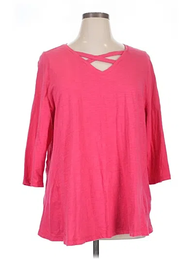 Pre-owned Catherines 3/4 Sleeve T-shirt In Pink