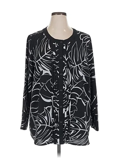 Pre-owned Catherines Long Sleeve Blouse In Black
