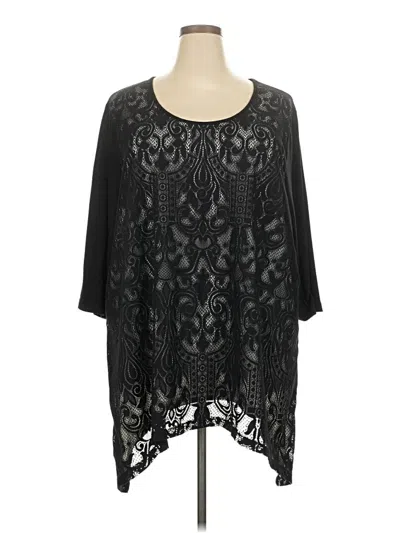 Pre-owned Catherines Long Sleeve Blouse In Black