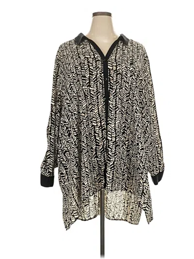 Pre-owned Catherines Long Sleeve Blouse In Black