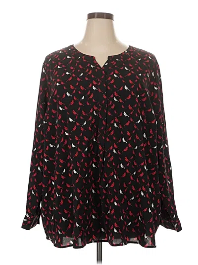 Pre-owned Catherines Long Sleeve Blouse In Black
