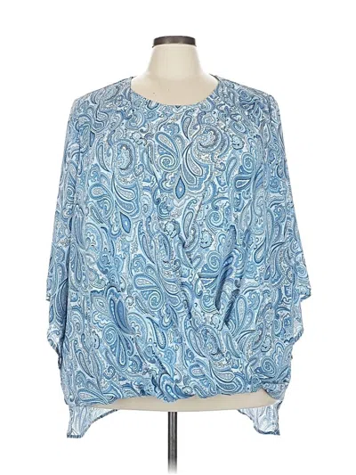 Pre-owned Catherines Long Sleeve Blouse In Blue