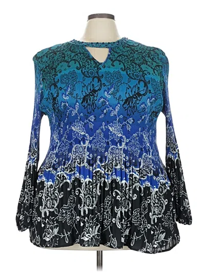 Pre-owned Catherines Long Sleeve Blouse In Blue