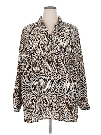 Pre-owned Catherines Long Sleeve Blouse In Brown