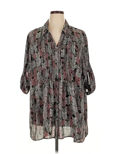 Pre-owned Catherines Long Sleeve Blouse In Gray