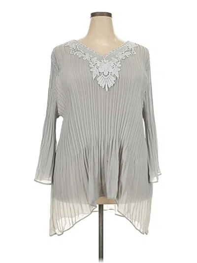 Pre-owned Catherines Long Sleeve Blouse In Gray