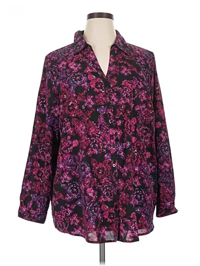 Pre-owned Catherines Long Sleeve Blouse In Purple