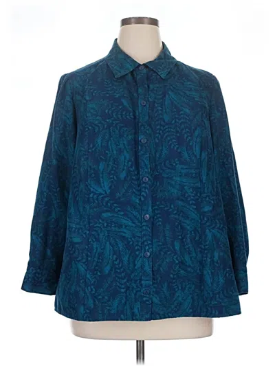 Pre-owned Catherines Long Sleeve Blouse In Teal