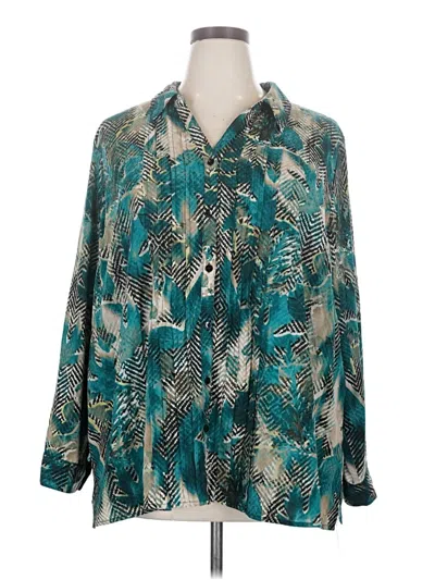 Pre-owned Catherines Long Sleeve Blouse In Teal