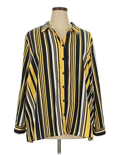 Pre-owned Catherines Long Sleeve Blouse In Yellow
