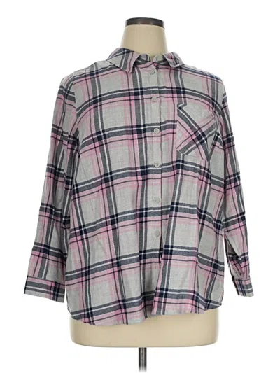 Pre-owned Catherines Long Sleeve Button Down Shirt In Gray