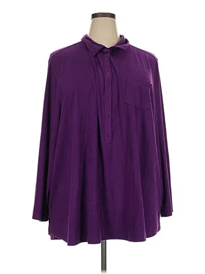 Pre-owned Catherines Long Sleeve Polo Shirt In Purple