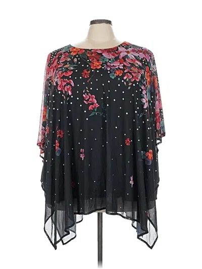 Pre-owned Catherines Short Sleeve Blouse In Black