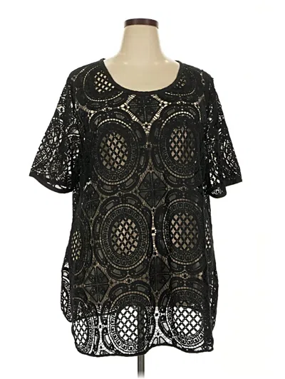 Pre-owned Catherines Short Sleeve Blouse In Black