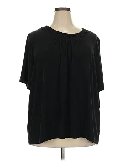 Pre-owned Catherines Short Sleeve Blouse In Black