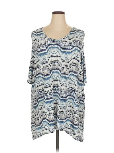 Pre-owned Catherines Short Sleeve Blouse In Blue