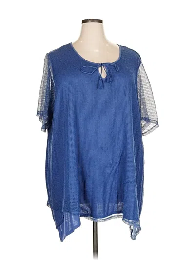 Pre-owned Catherines Short Sleeve Blouse In Blue