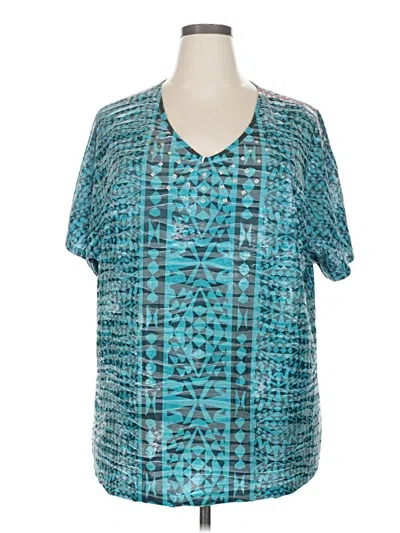 Pre-owned Catherines Short Sleeve Blouse In Blue