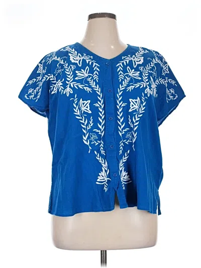 Pre-owned Catherines Short Sleeve Blouse In Blue