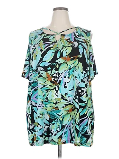 Pre-owned Catherines Short Sleeve Blouse In Blue