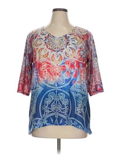 Pre-owned Catherines Short Sleeve Blouse In Blue