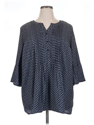 Pre-owned Catherines Short Sleeve Blouse In Blue