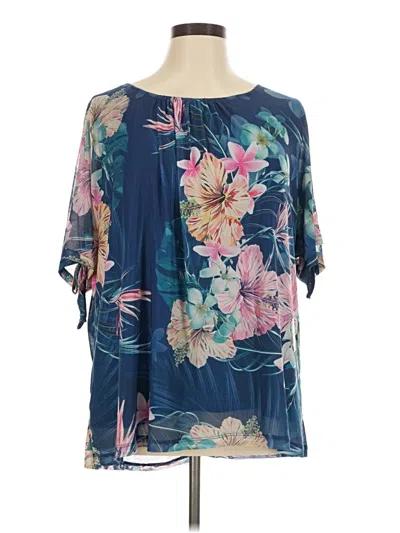 Pre-owned Catherines Short Sleeve Blouse In Blue