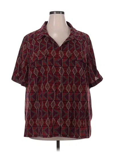 Pre-owned Catherines Short Sleeve Blouse In Burgundy