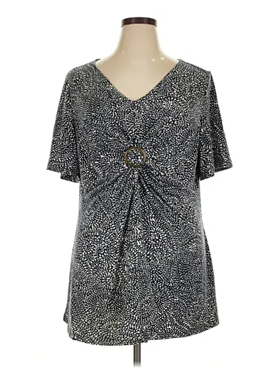 Pre-owned Catherines Short Sleeve Blouse In Gray
