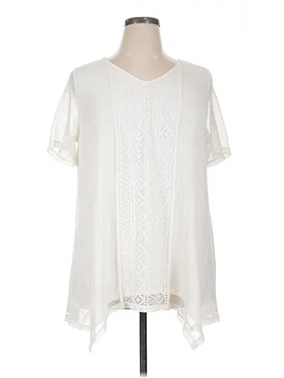 Pre-owned Catherines Short Sleeve Blouse In Ivory