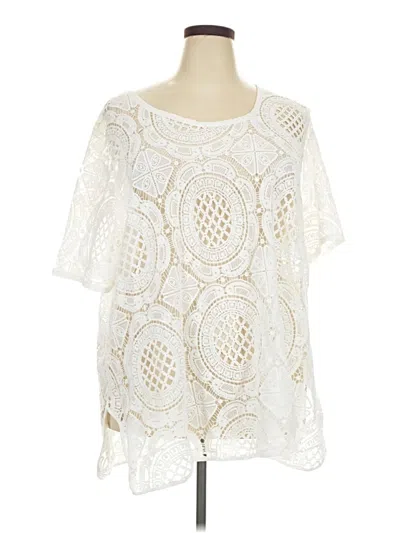 Pre-owned Catherines Short Sleeve Blouse In Ivory