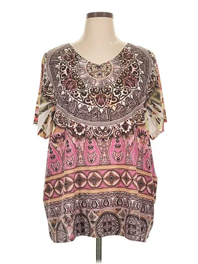 Pre-owned Catherines Short Sleeve Blouse In Pink