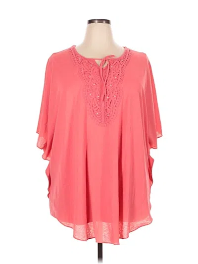Pre-owned Catherines Short Sleeve Blouse In Pink
