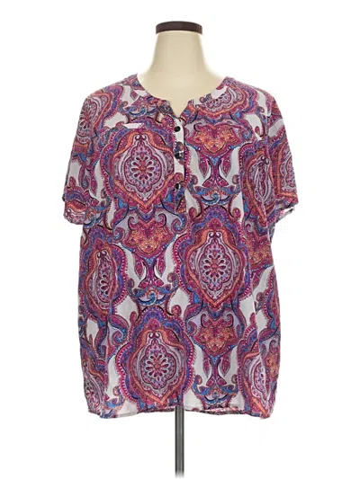Pre-owned Catherines Short Sleeve Blouse In Purple