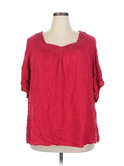 Pre-owned Catherines Short Sleeve Blouse In Red