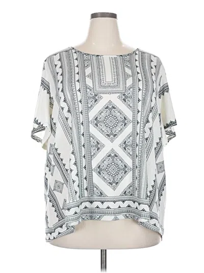 Pre-owned Catherines Short Sleeve Blouse In Silver