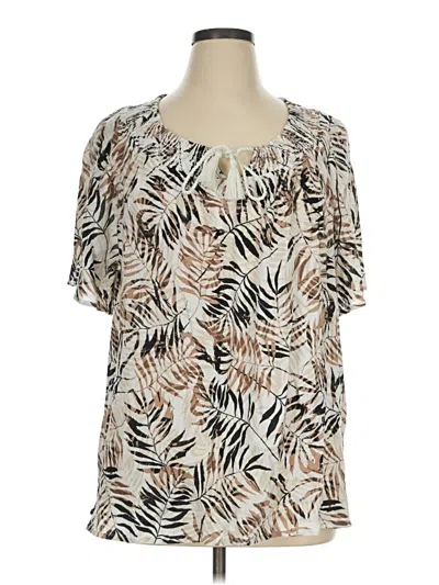 Pre-owned Catherines Short Sleeve Blouse In Tan