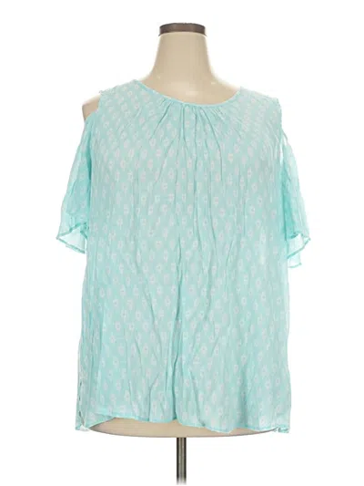 Pre-owned Catherines Short Sleeve Blouse In Teal
