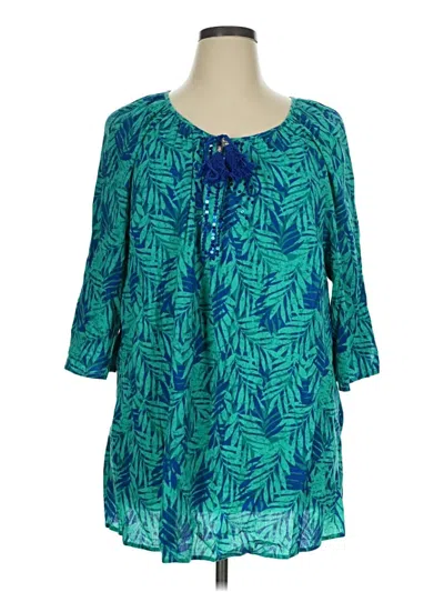 Pre-owned Catherines Short Sleeve Blouse In Teal