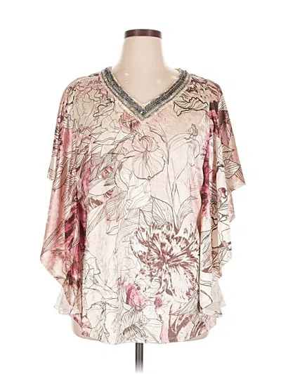 Pre-owned Catherines Short Sleeve Blouse In White