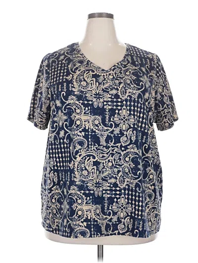 Pre-owned Catherines Short Sleeve Henley Shirt In Blue