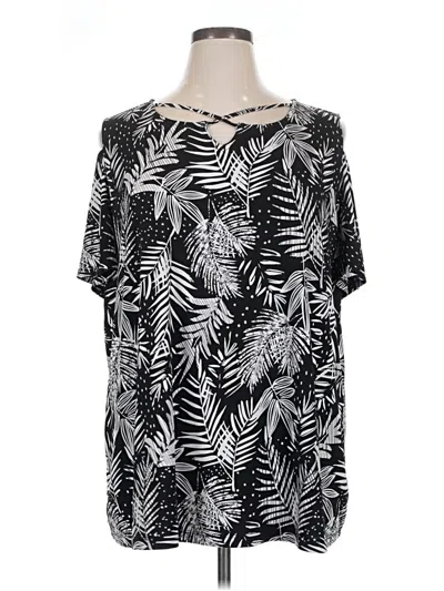 Pre-owned Catherines Short Sleeve Top Black Cold Shoulder Neckline Tops