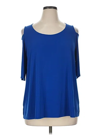 Pre-owned Catherines Short Sleeve Top Blue Cold Shoulder Neckline Tops