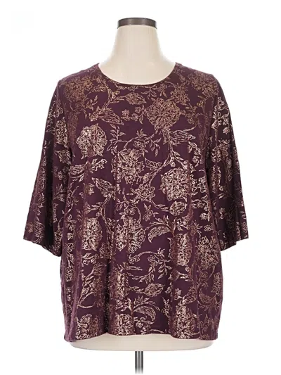 Pre-owned Catherines Short Sleeve Top Burgundy Crew Neck Tops